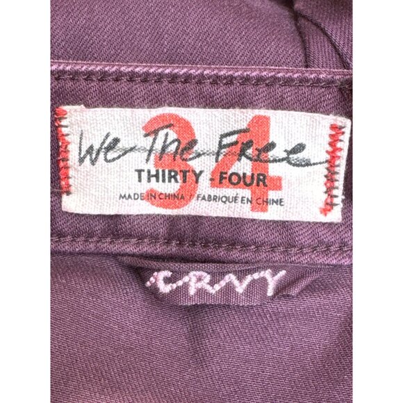 Free People CRVY High-Waisted Flared Bell-Bottom Jeans Lace-Up Back Plum Purple - Picture 8 of 13